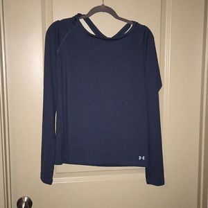 Navy log sleeve crisscrossed top